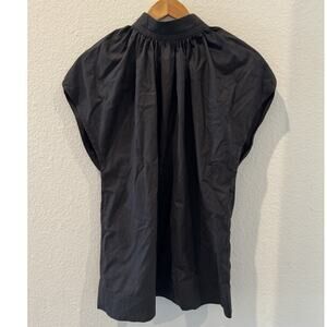 Julia Y Renata Womens Black Gathered Neck Blouse Top Relaxed Sleek Minimalist